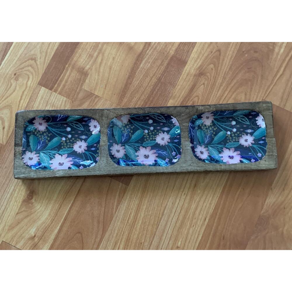 Wooden Tray with Resin on‎ top